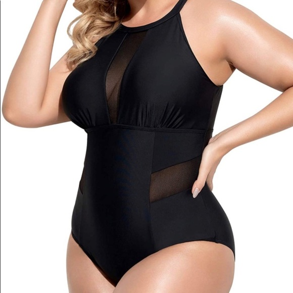 Daci Plus Size One Piece Swimsuit High Neck 18 - Picture 2 of 10